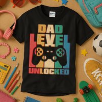 Retro New Dad Level Unlocked Video Gamer Kids T-Shirt