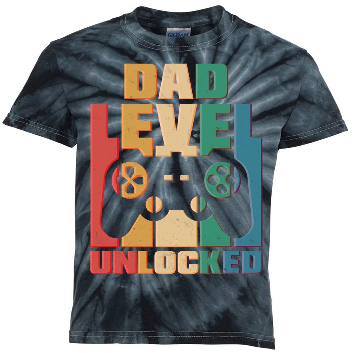 Retro New Dad Level Unlocked Video Gamer Kids Tie-Dye T-Shirt