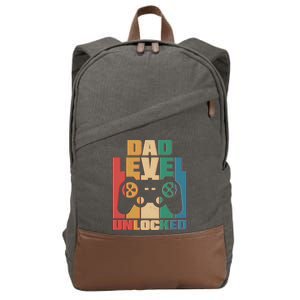 Retro New Dad Level Unlocked Video Gamer Cotton Canvas Backpack