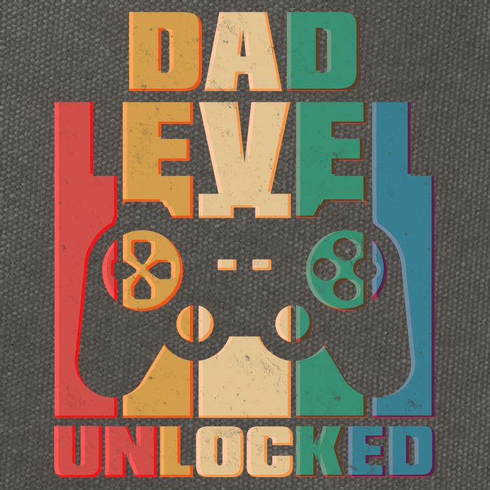 Retro New Dad Level Unlocked Video Gamer Cotton Canvas Backpack