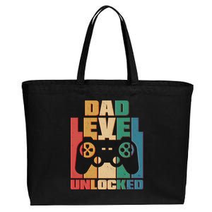 Retro New Dad Level Unlocked Video Gamer Cotton Canvas Jumbo Tote