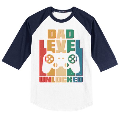 Retro New Dad Level Unlocked Video Gamer Baseball Sleeve Shirt