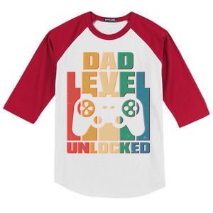 Retro New Dad Level Unlocked Video Gamer Kids Colorblock Raglan Jersey