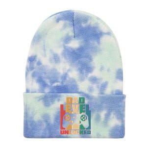 Retro New Dad Level Unlocked Video Gamer Tie Dye 12in Knit Beanie