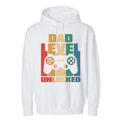 Retro New Dad Level Unlocked Video Gamer Garment-Dyed Fleece Hoodie