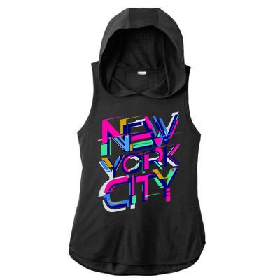 Retro New York City Ladies PosiCharge Tri-Blend Wicking Draft Hoodie Tank