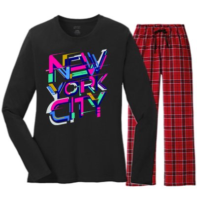 Retro New York City Women's Long Sleeve Flannel Pajama Set 