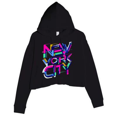 Retro New York City Crop Fleece Hoodie