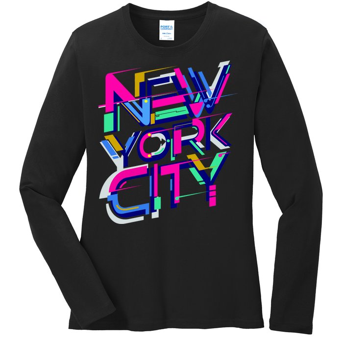 Retro New York City Ladies Long Sleeve Shirt