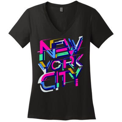 Retro New York City Women's V-Neck T-Shirt