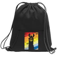 Retro No Drama Llama Sweatshirt Cinch Pack Bag