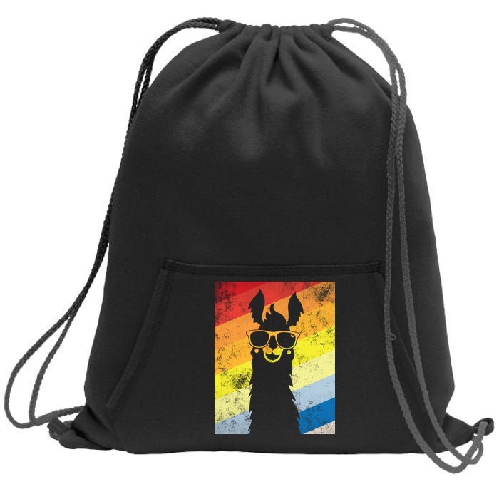 Retro No Drama Llama Sweatshirt Cinch Pack Bag