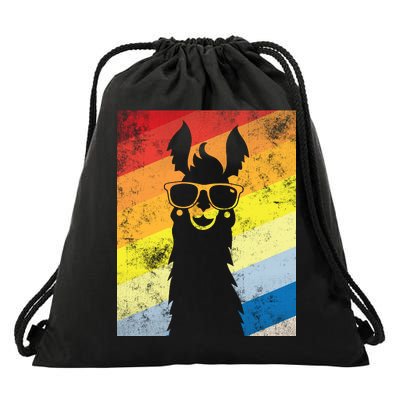 Retro No Drama Llama Drawstring Bag