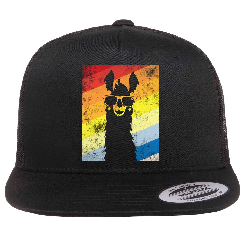 Retro No Drama Llama Flat Bill Trucker Hat