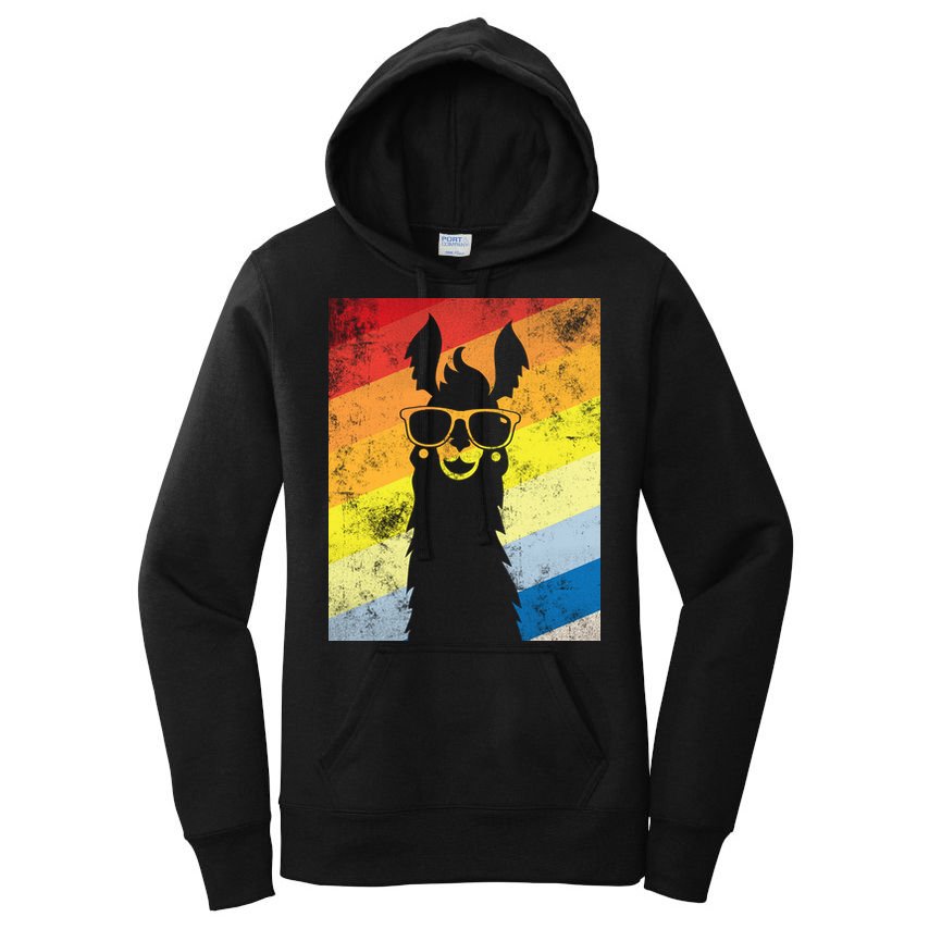 Retro No Drama Llama Women's Pullover Hoodie