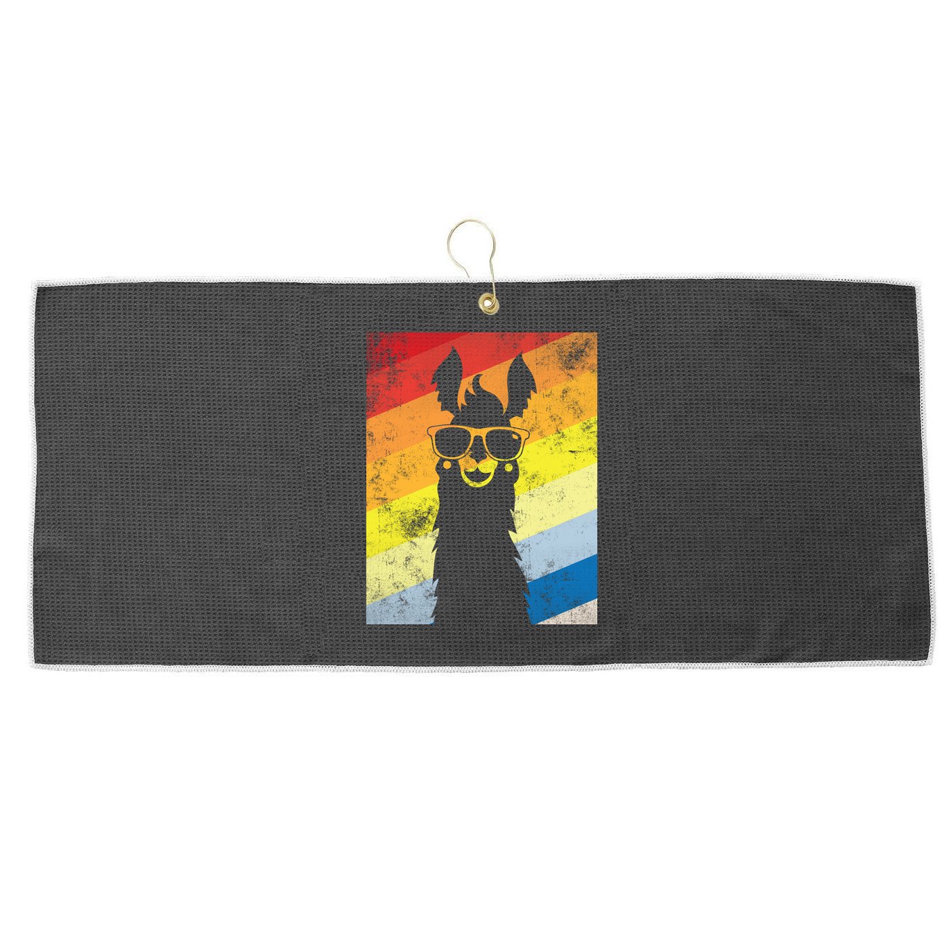 Retro No Drama Llama Large Microfiber Waffle Golf Towel