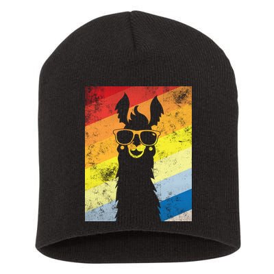 Retro No Drama Llama Short Acrylic Beanie