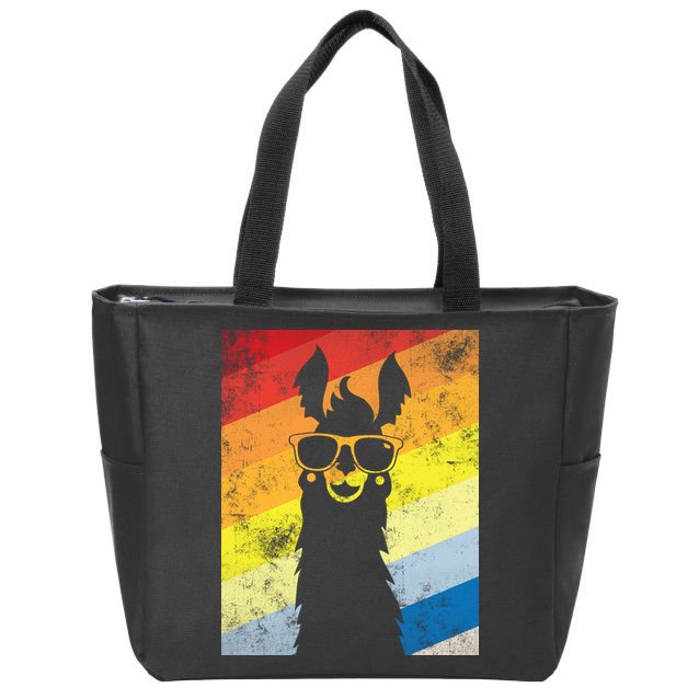 Retro No Drama Llama Zip Tote Bag
