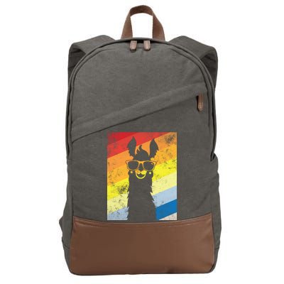 Retro No Drama Llama Cotton Canvas Backpack