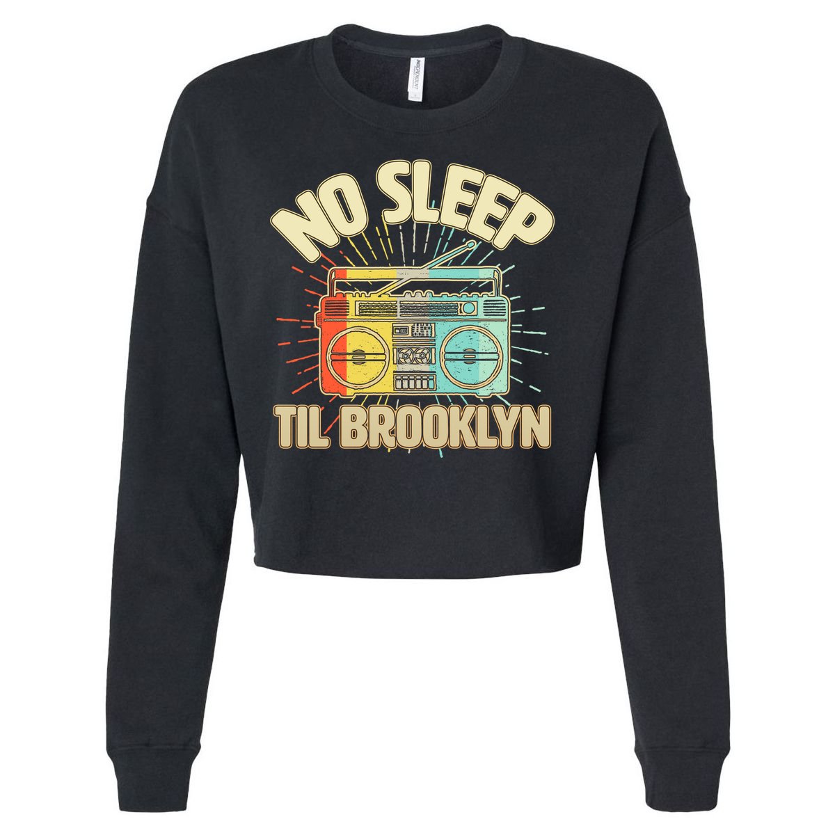 Retro No Sleep Til Brooklyn Cropped Pullover Crew