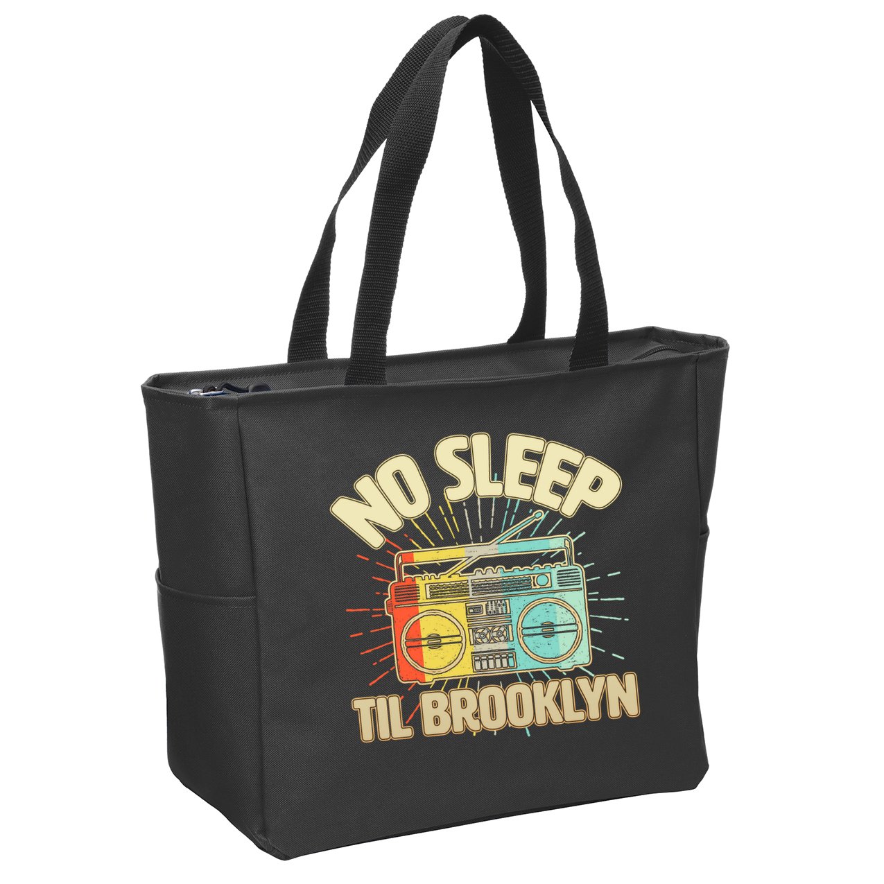 Retro No Sleep Til Brooklyn Zip Tote Bag