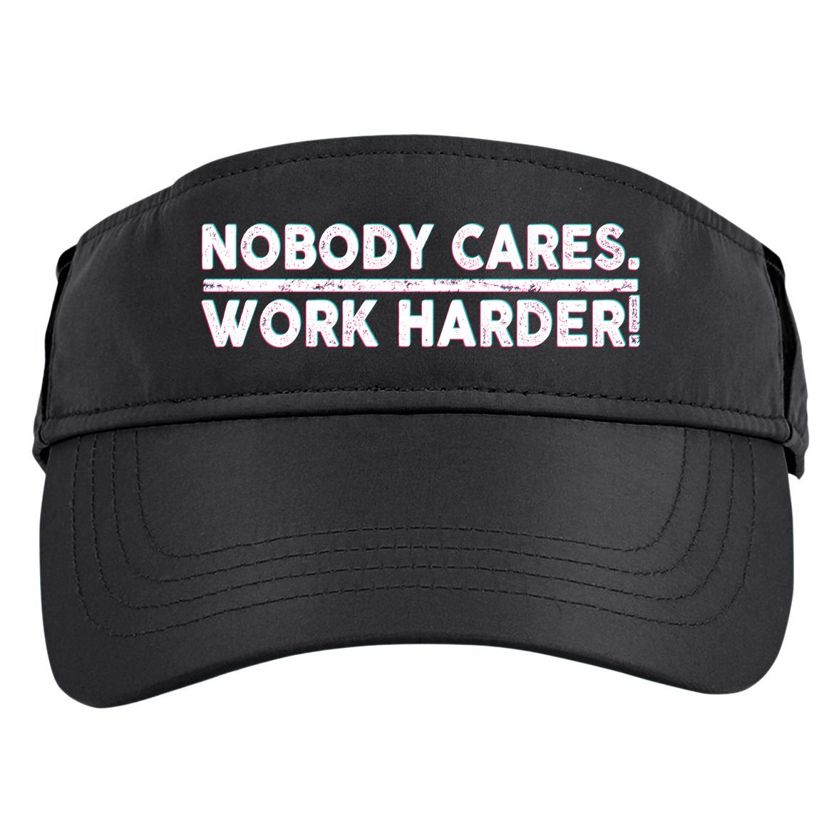 Retro Nobody Cares Work Harder Distressed Adult Drive Performance Visor