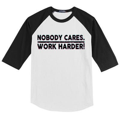 Retro Nobody Cares Work Harder Distressed Kids Colorblock Raglan Jersey
