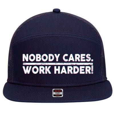 Retro Nobody Cares Work Harder Distressed 7 Panel Mesh Trucker Snapback Hat