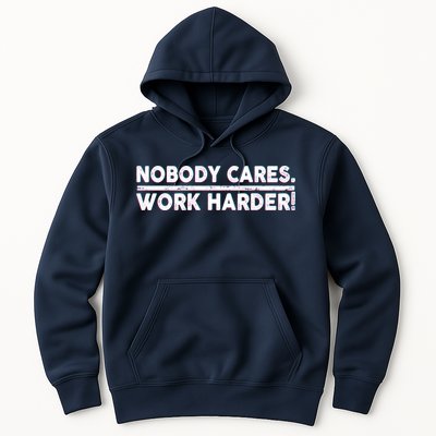 Retro Nobody Cares Work Harder Distressed Hoodie