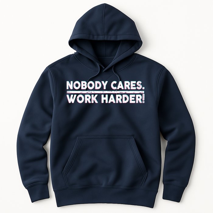Retro Nobody Cares Work Harder Distressed Hoodie