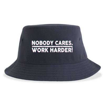 Retro Nobody Cares Work Harder Distressed Sustainable Bucket Hat