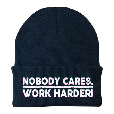 Retro Nobody Cares Work Harder Distressed Beanie