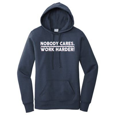 Retro Nobody Cares Work Harder Distressed Women's Pullover Hoodie
