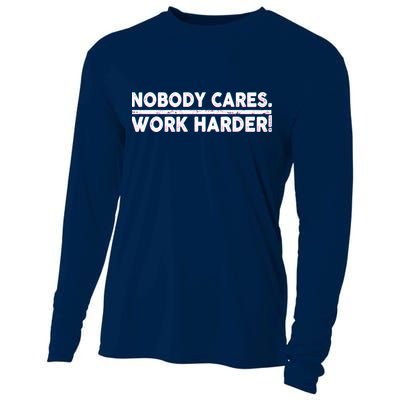 Retro Nobody Cares Work Harder Distressed Cooling Performance Long Sleeve Crew