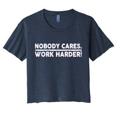 Retro Nobody Cares Work Harder Distressed Crop Top