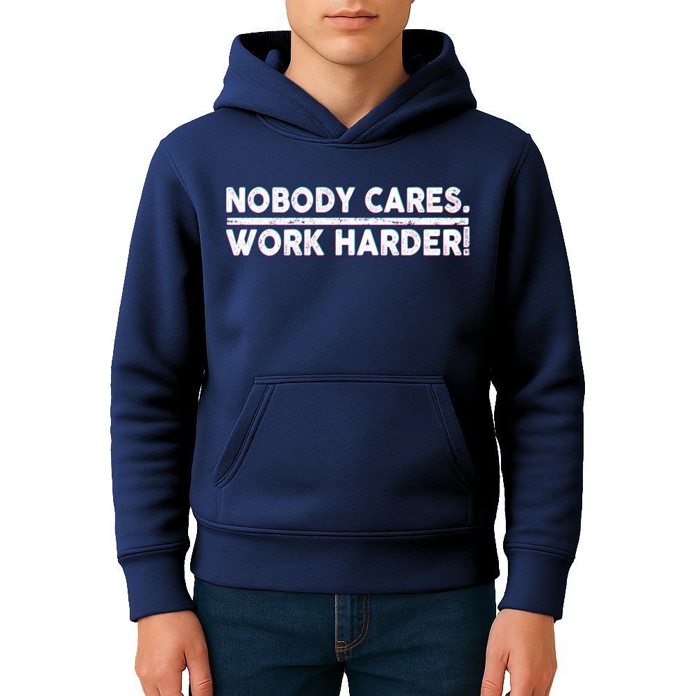 Retro Nobody Cares Work Harder Distressed Kids Hoodie