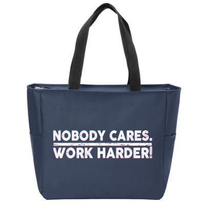 Retro Nobody Cares Work Harder Distressed Zip Tote Bag