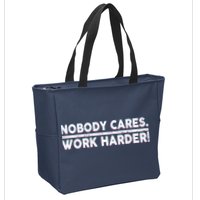 Retro Nobody Cares Work Harder Distressed Zip Tote Bag