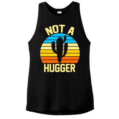 Retro Not A Hugger Funny Ladies PosiCharge Tri-Blend Wicking Tank