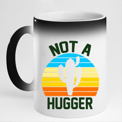 Retro Not A Hugger Funny 11oz Black Color Changing Mug