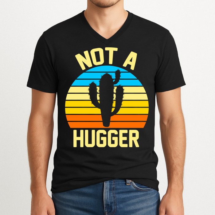 Retro Not A Hugger Funny V-Neck T-Shirt