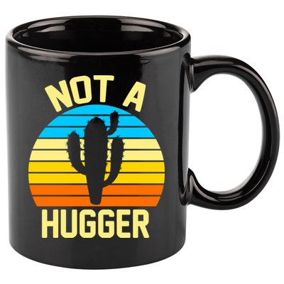 Retro Not A Hugger Funny 11oz C Handle Ceramic Mug