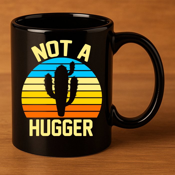 Retro Not A Hugger Funny 11oz C Handle Ceramic Mug