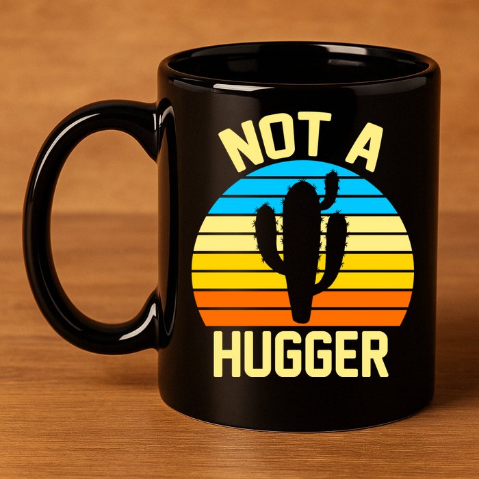Retro Not A Hugger Funny 11oz C Handle Ceramic Mug