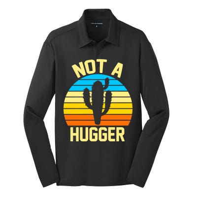 Retro Not A Hugger Funny Silk Touch Performance Long Sleeve Polo