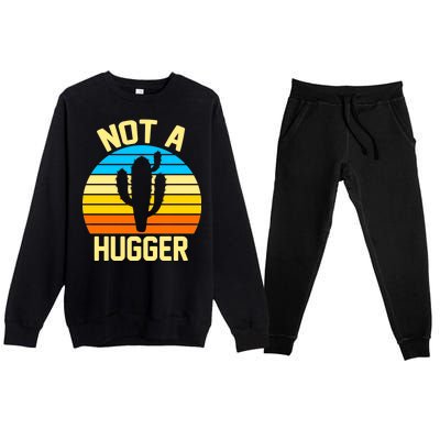 Retro Not A Hugger Funny Premium Crewneck Sweatsuit Set