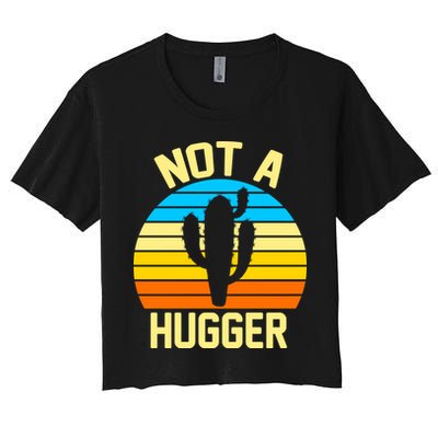 Retro Not A Hugger Funny Crop Top