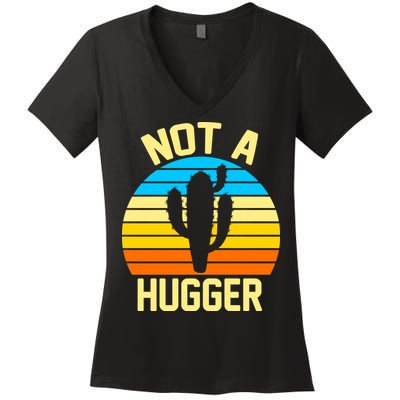 Retro Not A Hugger Funny Women's V-Neck T-Shirt