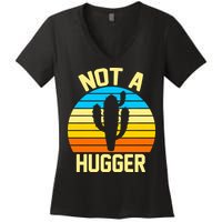 Retro Not A Hugger Funny Women's V-Neck T-Shirt
