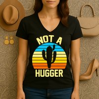Retro Not A Hugger Funny Women's V-Neck T-Shirt